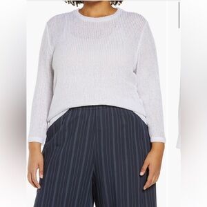 Vince Women's semi sheer White Crew Neck Sweater